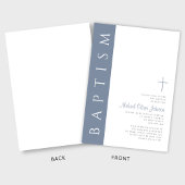 Moderne Elegante Stofblauwe Kruis Doop Kaart