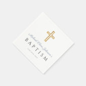 Moderne Elegante Stofblauwe Script Jongens Doopfee Servet (Hoek)