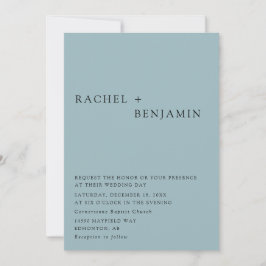 Moderne Elegante Stoffige Blauwe Bruiloft 2 Zijde  Kaart