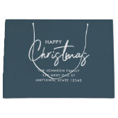 Moderne Elegante Stoffige Blauwe Gelukkige Vakanti Groot Cadeauzakje (Voorkant)