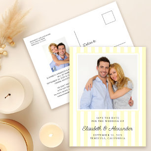 Moderne Elegante Streep Foto Huwelijk Save The Dat Briefkaart