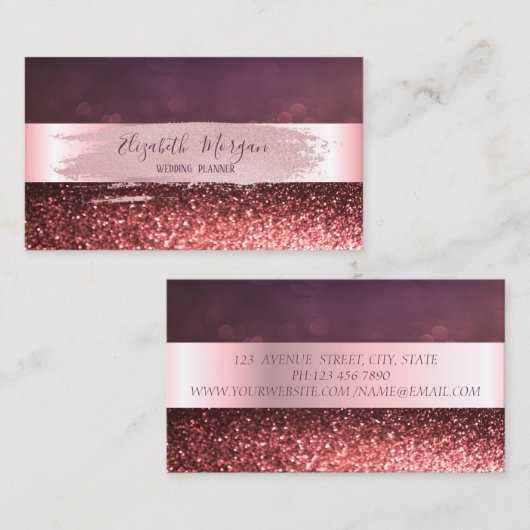 Moderne elegante streep, penseellijn Glitter Bokeh Visitekaartje (Voorkant / Achterkant)