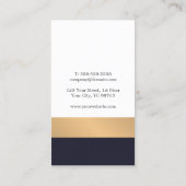 Moderne Elegante Strepen Blauw Faux Goud Designer Visitekaartje (Achterkant)