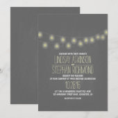 Moderne Elegante String Lights Huwelijksuitnodigin Kaart (Voorkant / Achterkant)