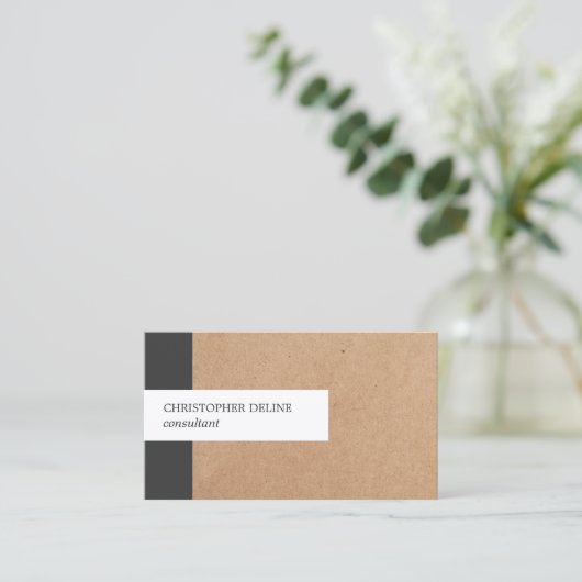 Moderne Elegante Stripe Kraft Papier Consultant Visitekaartje (Staand voorkant)