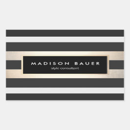 Moderne elegante striped Black en FAUX Gold Foil Rechthoekige Sticker