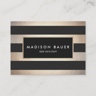 Moderne elegante striped Black en FAUX Gold Foil Visitekaartje
