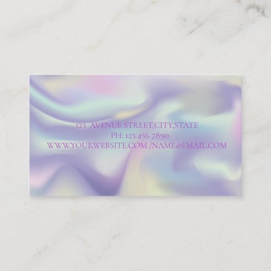 Moderne elegante striped Lijst holographic Visitekaartje (Achterkant)