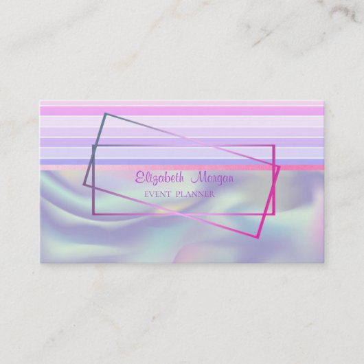 Moderne elegante striped Lijst holographic Visitekaartje (Voorkant)
