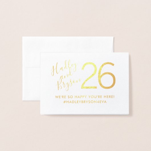 Moderne Elegante Tafelnummers ECHTE FOLIE (Met envelop)