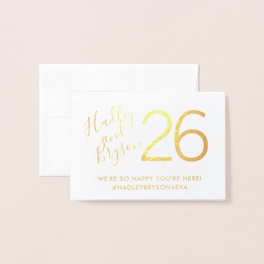 Moderne Elegante Tafelnummers ECHTE FOLIE (Voorkant met envelop)