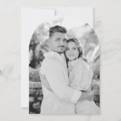 Moderne Elegante Taupe Fotoboog Trouwen Kaart (Achterkant)