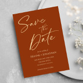 Moderne elegante terracotta bruiloft save the date kaart