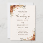 Moderne Elegante Terracotta Herfst Bloemen Huwelij Kaart (Voorkant)