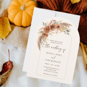 Moderne Elegante Terracotta Herfst Bloemen Huwelij Kaart