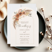 Moderne Elegante Terracotta Herfst Bloemen Huwelij Kaart