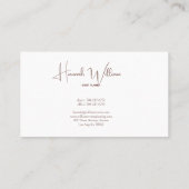 Moderne elegante terracotta minimalist visitekaartje (Achterkant)