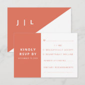 Moderne elegante terracotta minimalistische bruilo RSVP kaartje (Voorkant / Achterkant)