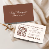 Moderne elegante terracotta minimalistische QR-cod Visitekaartje