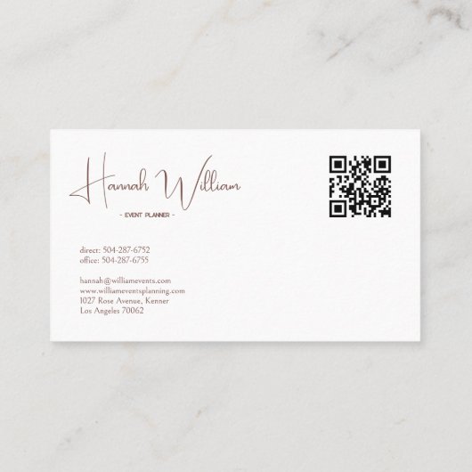 Moderne elegante terracotta minimalistische QR-cod Visitekaartje (Achterkant)