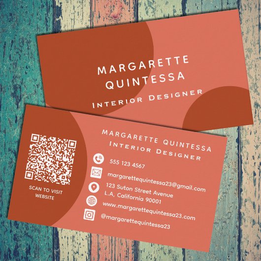 Moderne Elegante Terracotta QR Code Professioneel Visitekaartje