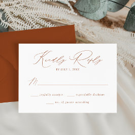 Moderne Elegante Terracotta Script Bruiloft RSVP Kaartje