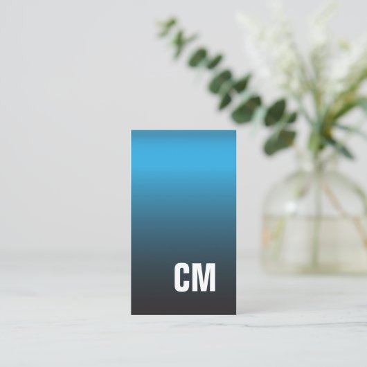 Moderne Elegante Textuur Blauw Monogram Consultant Visitekaartje (Staand voorkant)