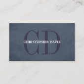 Moderne Elegante Textuur Blauw Monogram Consultant Visitekaartje (Voorkant)