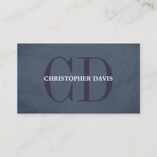 Moderne Elegante Textuur Blauw Monogram Consultant Visitekaartje (Voorkant)