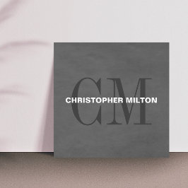 Moderne Elegante Textuur Grijs Monogram Adviseur Vierkante Visitekaartje