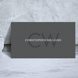Moderne Elegante Textuur Grijs Monogram Adviseur Visitekaartje