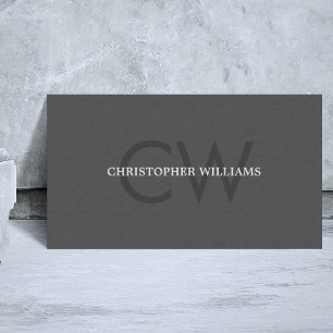 Moderne Elegante Textuur Grijs Monogram Adviseur Visitekaartje