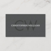 Moderne Elegante Textuur Grijs Monogram QR Code Visitekaartje (Voorkant)