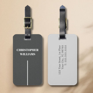Moderne Elegante Textuur Grijze Witte Lijn Bagagelabel