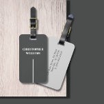 Moderne Elegante Textuur Grijze Witte Lijn Bagagelabel<br><div class="desc">Elegant aanpasbaar bagagelabel ontwerp met unieke getextureerde grijze achtergrond/witte lijn en uw monogram.</div>
