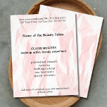 Moderne Elegante Textuur Licht Roze Make-up Arties Flyer<br><div class="desc">Elegante menu / brochure sjabloonontwerp voor schoonheidsprofessionals (make-up,  cosmetologie,  schoonheidsconsulent). Eenvoudig elegant ontwerp met textuur lichtroze achtergrond. Als u hulp nodig heeft om dit product aan te passen,  neem dan contact met ons op.</div>
