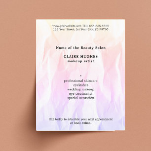 Moderne Elegante Textuur Licht Roze Visagist Flyer
