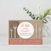 Moderne Elegante Thanksgiving Dinner Party Kaart (Staand voorkant)