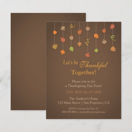 Moderne Elegante Thanksgiving Uitnodigingen (Voorkant / Achterkant)