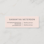 Moderne elegante trendy blush roze make-up haar mini visitekaartje (Achterkant)