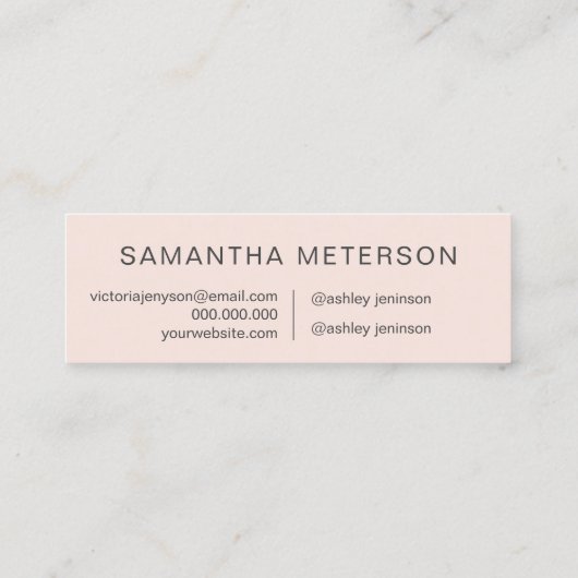 Moderne elegante trendy blush roze make-up haar mini visitekaartje (Achterkant)