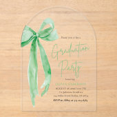 Moderne Elegante Trendy Groene Boog Afstuderen Bog Acryl Uitnodigingen (Voorkant)