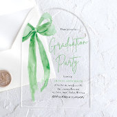 Moderne Elegante Trendy Groene Boog Afstuderen Bog Acryl Uitnodigingen