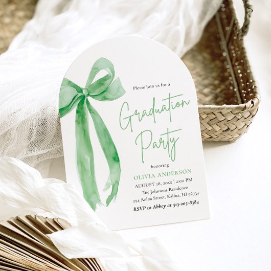 Moderne Elegante Trendy Groene Boog Afstuderen Bog Kaart