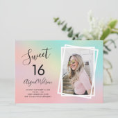 Moderne elegante trendy lieve zestien verjaardagsf kaart (Staand voorkant)