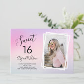 Moderne elegante trendy lieve zestien verjaardagsf kaart (Staand voorkant)