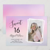 Moderne elegante trendy lieve zestien verjaardagsf kaart (Voorkant / Achterkant)