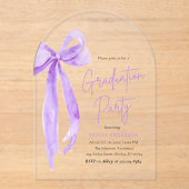 Moderne elegante trendy Paarse boog Afstuderen geb Acryl Uitnodigingen (Voorkant)