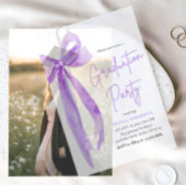 Moderne elegante trendy Paarse boog Afstuderen Vellum Uitnodigingen