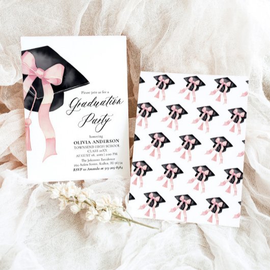 Moderne Elegante Trendy Stijlvolle Roze Strik Afst Kaart